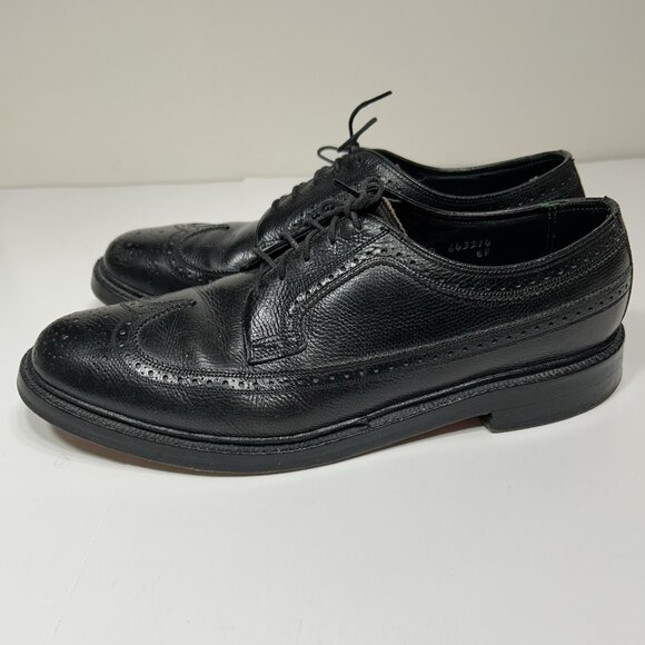 VTG Florsheim Imperial Kenmoor Wingtip Oxford Shoes Size 9 D Black Leather 92604 main image 7
